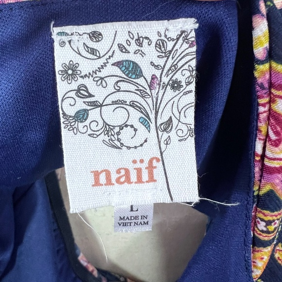 👗|•NAIF•| Navy Paisley Elastic Waist Maxi Dress Size Large - Picture 9 of 13